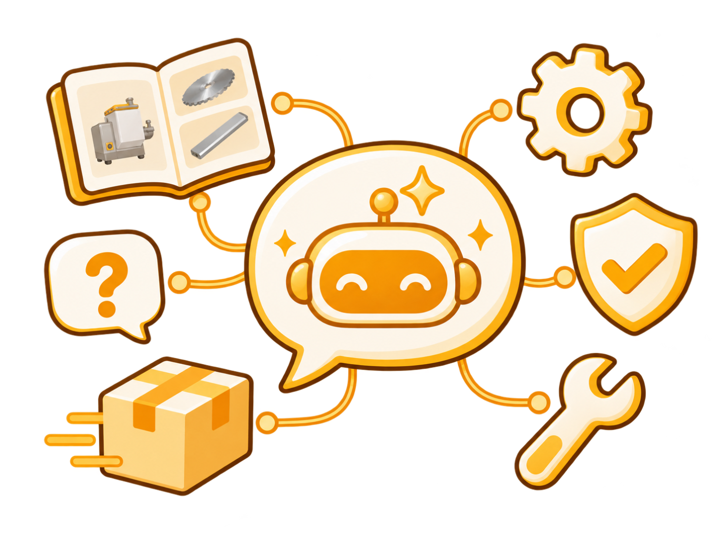 AI 客服連結產品型錄、FAQ、保固與維修資料，成為客戶查詢的第一個入口