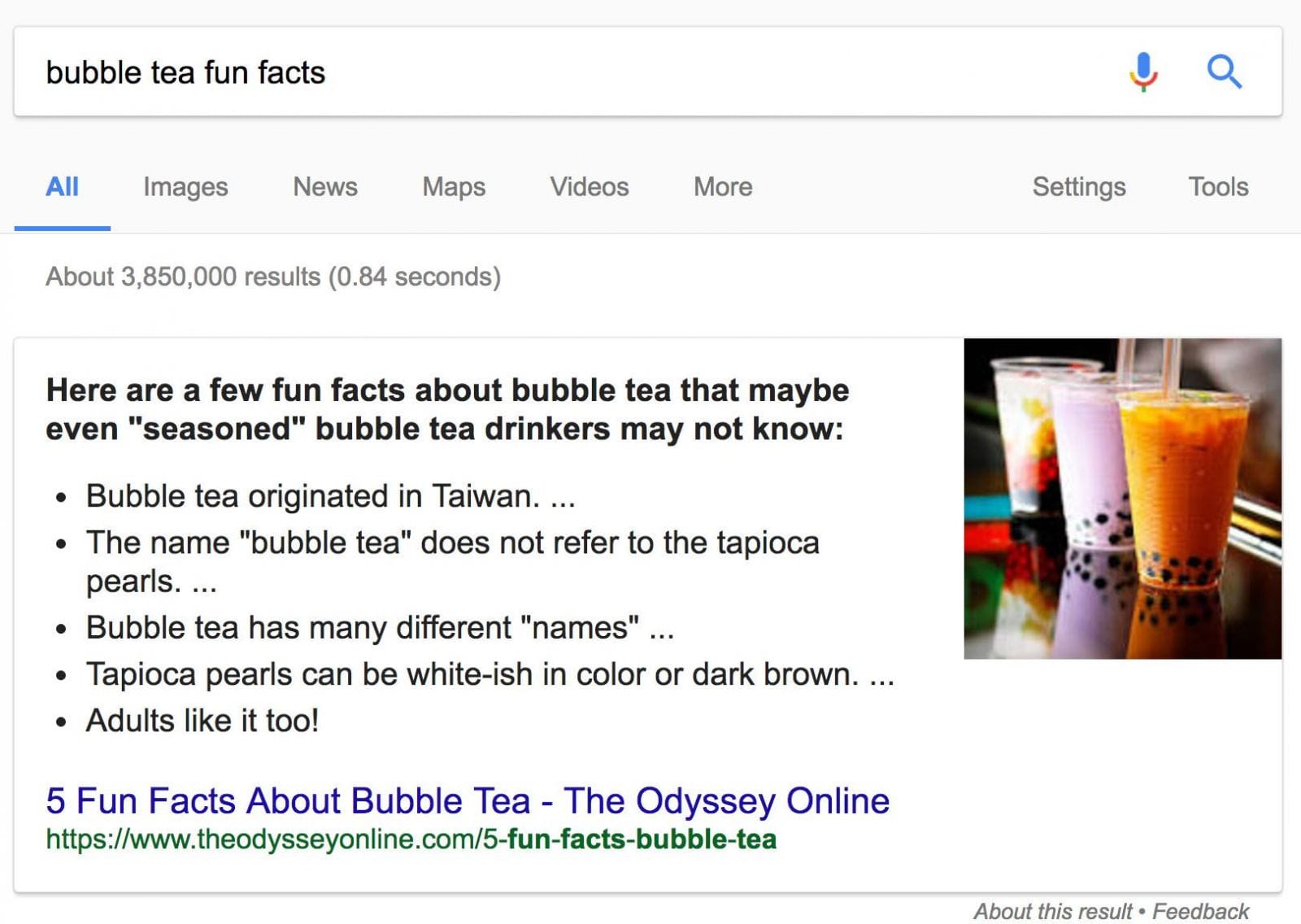 珍珠奶茶的google fun facts